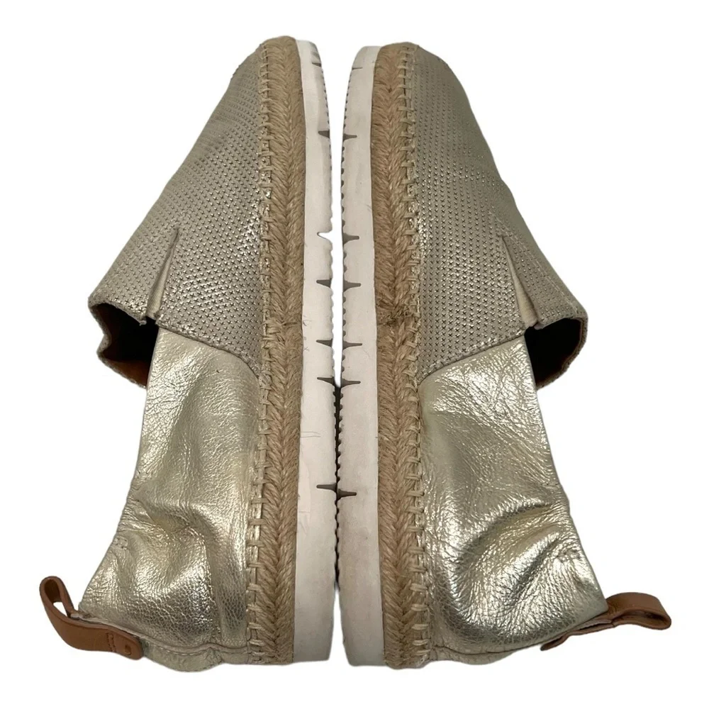 Gentle Souls Lara A-Line Sport Leather Gold Slip On Comfort Espadrilles Womens 9